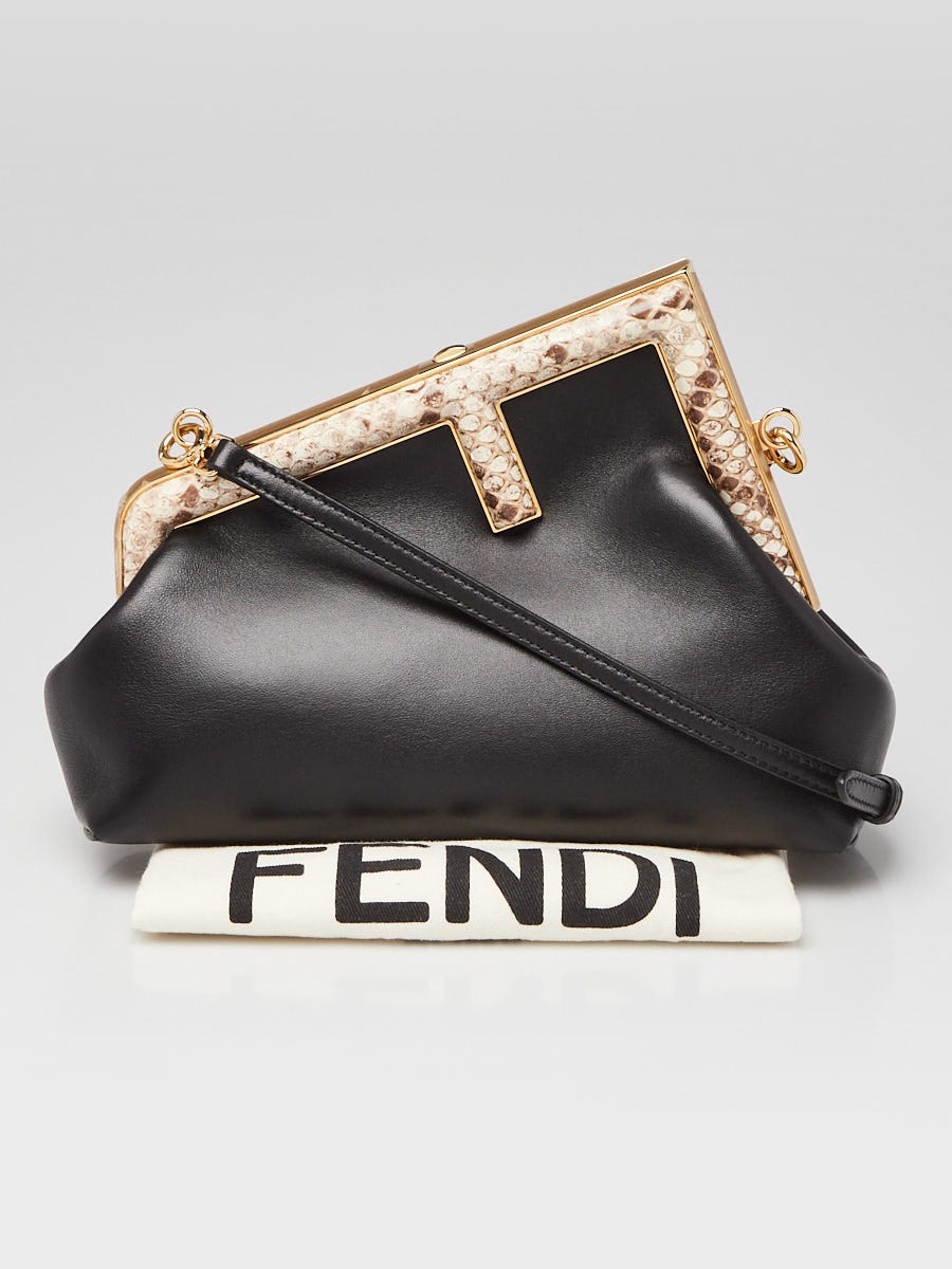 Fendi White Embossed FF Leather Bauletto Piccolo 1974 Bag
