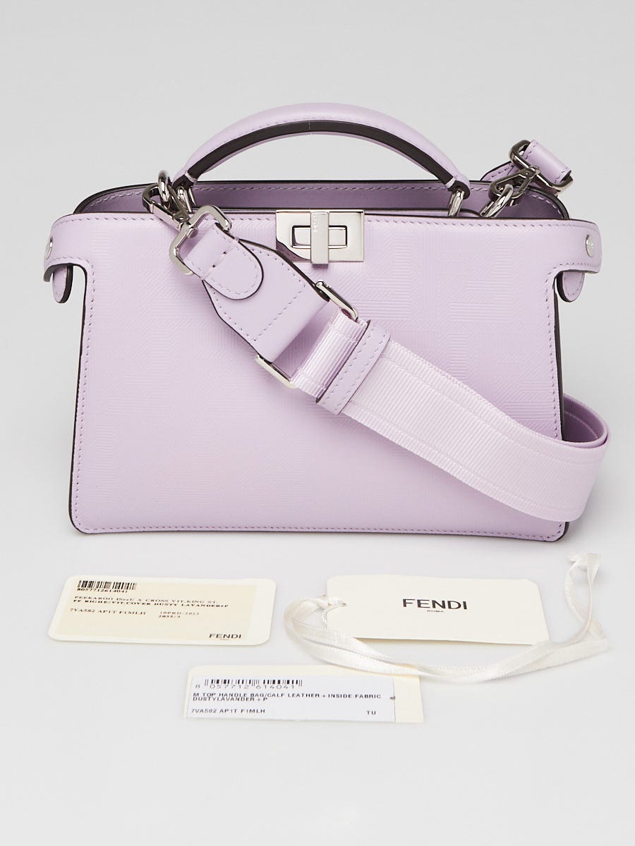 Fendi Dusty Lavendar FF Embossed Leather Small Peekaboo