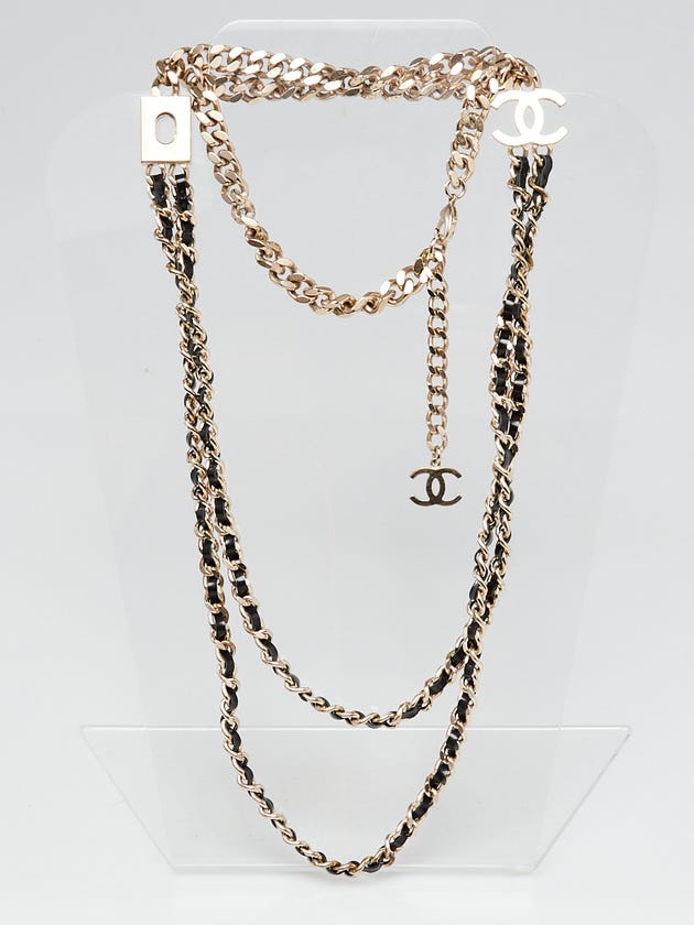 Chanel Goldtone Metal CC Chain-Link and Leather Necklace/Belt