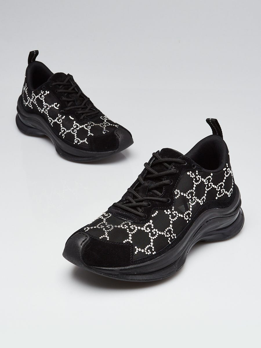 Gucci black lace up sneakers popular