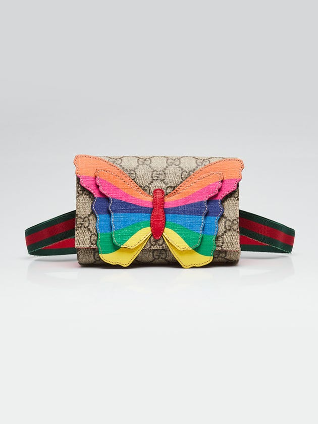 Gucci Beige/Ebony GG Canvas Butterfly Kids Belt Bag