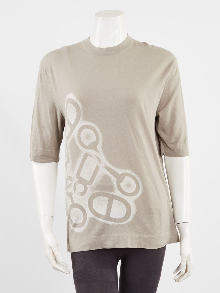 Hermes Grey Cotton Maillons En Boucle Men's T-Shirt Size S
