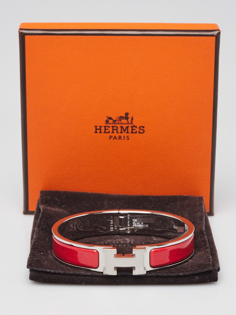 Hermes Framboise Enamel Palladium Plated Clic-H Narrow GM