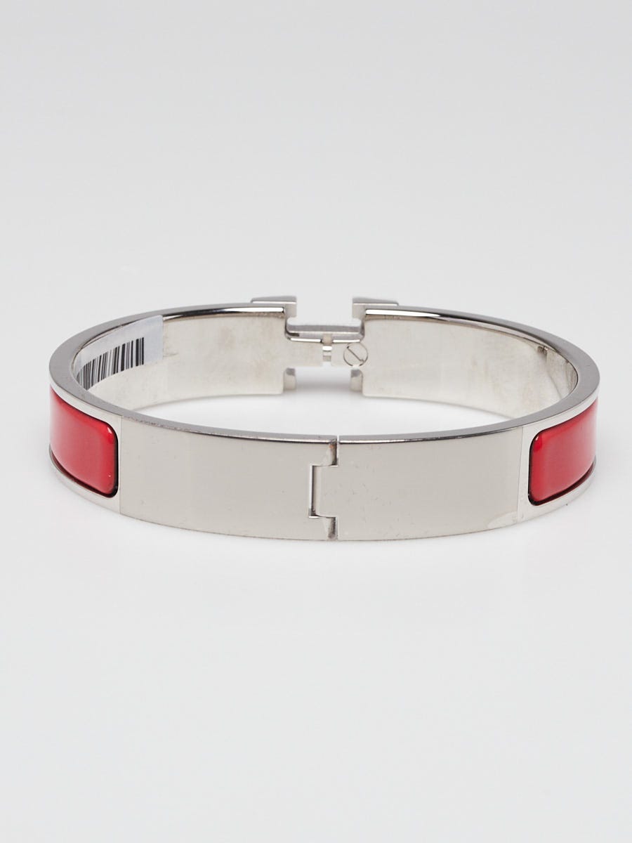 Hermes Framboise Enamel Palladium Plated Clic-H Narrow GM