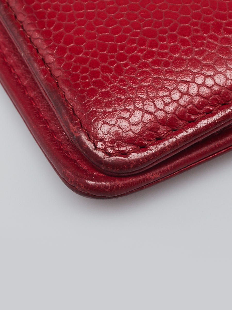 Chanel Red Caviar Leather CC Timeless L Yen Wallet | Yoogi's Closet