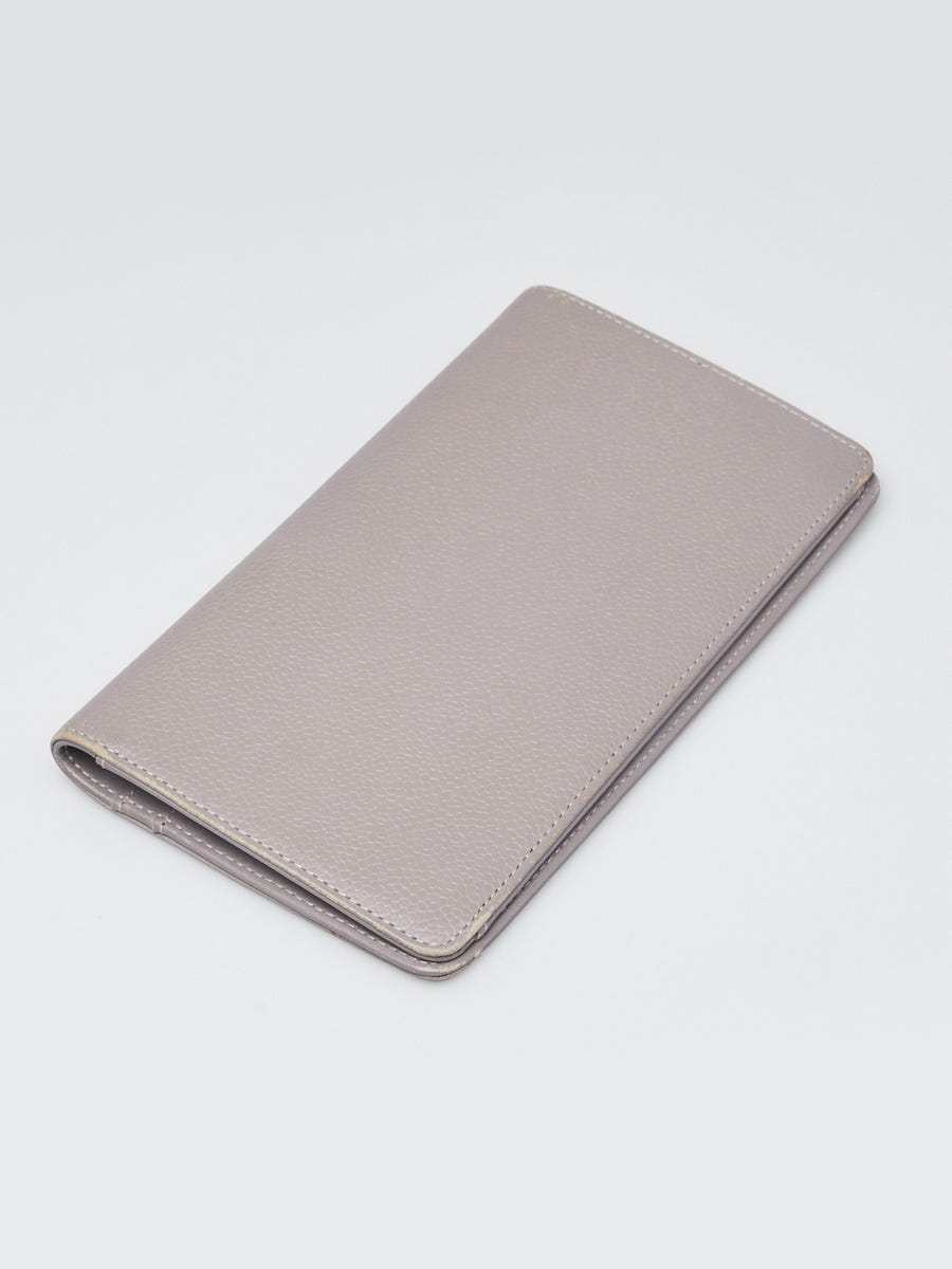 Chanel Grey Caviar Leather CC Timeless L Yen Wallet