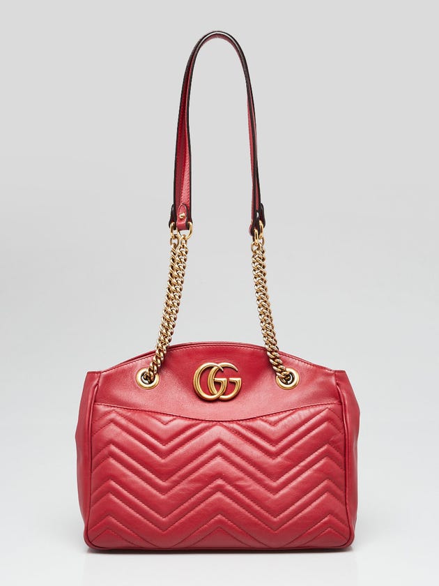 Gucci Red Quilted Leather Marmont Metelasse Tote Bag