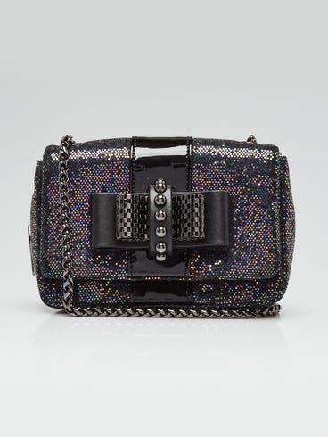 christian louboutin sweet charity mini backpack Spiked Bag Zippered compartment and logo plaque at face Christian Louboutin Multicolor Glitter/Black Leather