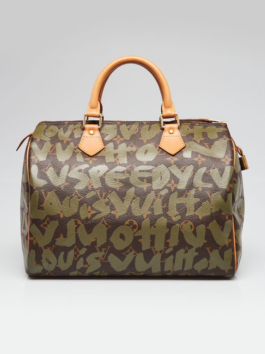 Louis Vuitton Limited Edition Khaki Graffiti Sprouse Speedy 30 Bag 