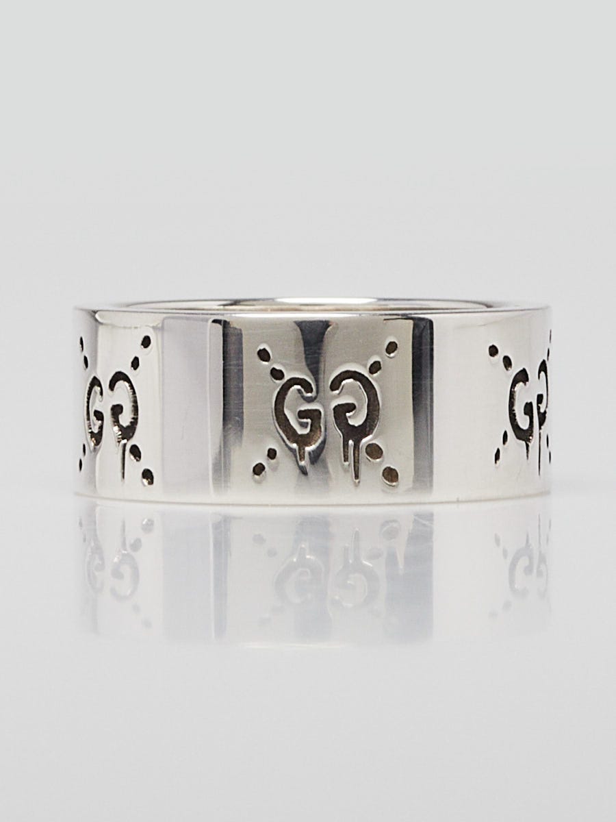 Authentic Gucci Ring- Ghost Silver 9mm Wide Band - UK Size L