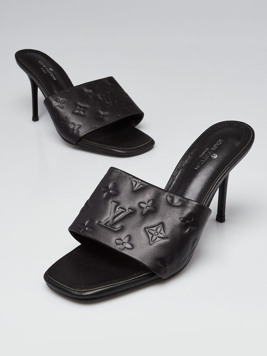 Louis Vuitton ブラック ハイヒールミュール　36サイズ Louis Vuitton Black Monogram Leather Revival Mule Size 8.5/39