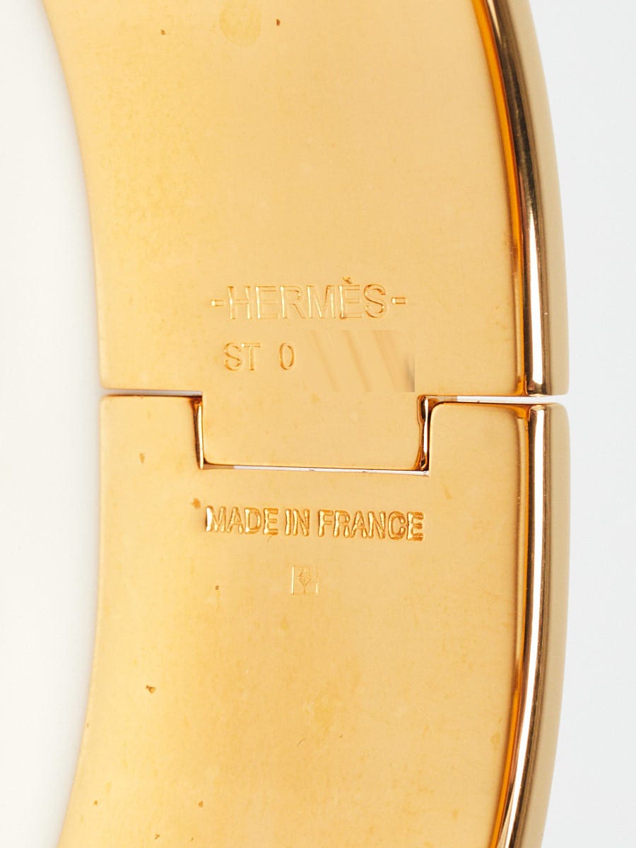 Hermes Orange Enamel Gold Plated Clic-Clac H PM Wide Bracelet