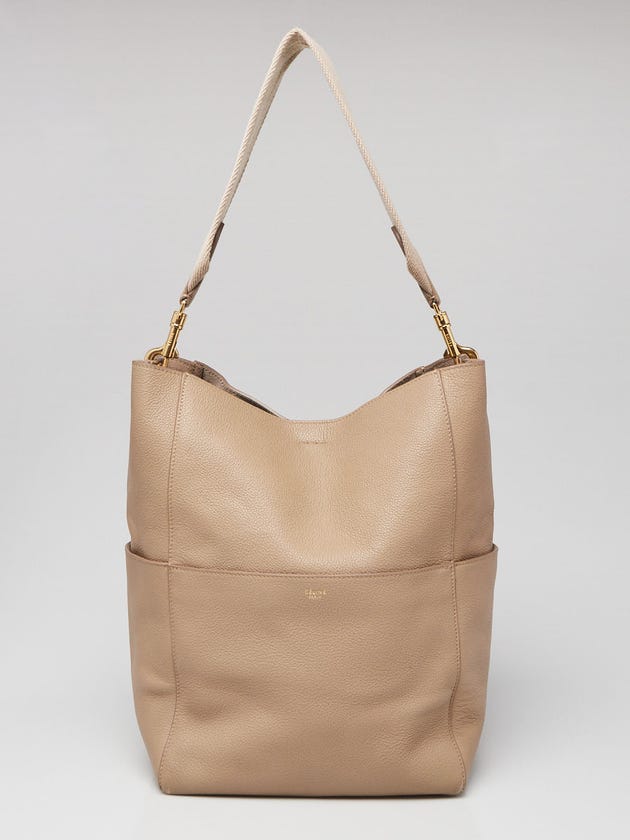 Celine Beige Pebbled Leather Medium Sangle Seau Bag