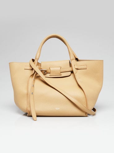 Celine Tan Pebbled Leather Long Strap Small Big Bag