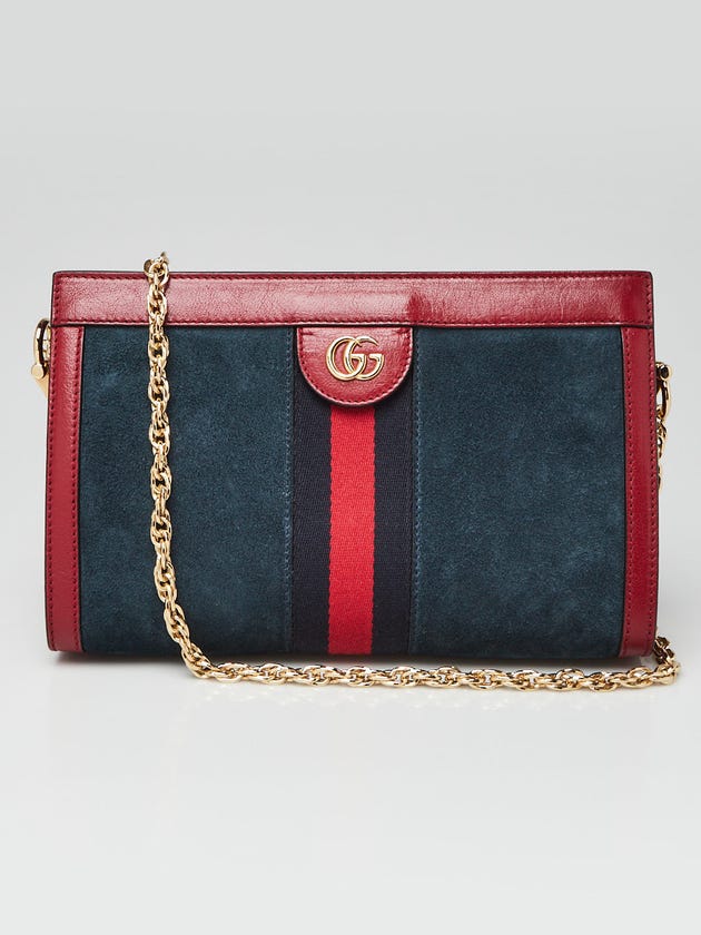 Gucci Blue/Red Suede and Leather Ophidia Small Shoulder Bag
