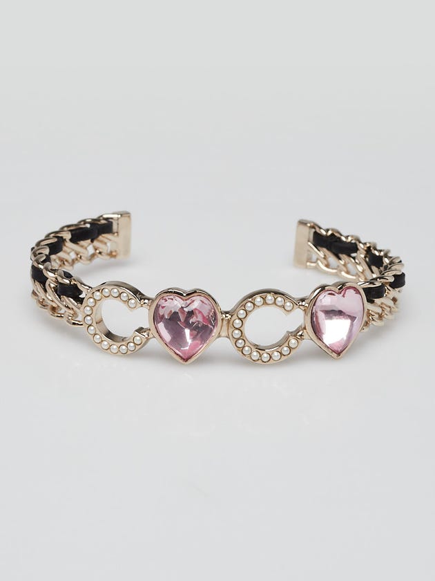 Chanel Goldtone Metal Chain Coco Crush Cuff Bracelet Size M