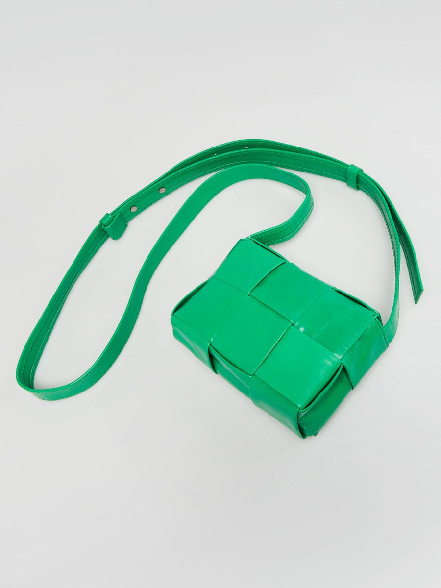 Bottega Veneta Parakeet Green Leather Maxi Weave Candy