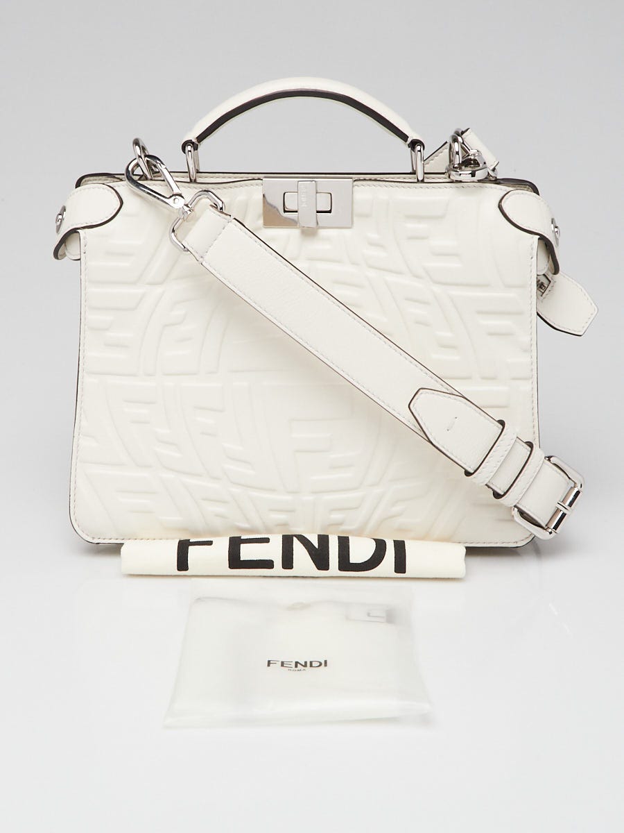 Fendi x Sara Coleman White FF Vertigo Embossed Leather Mini