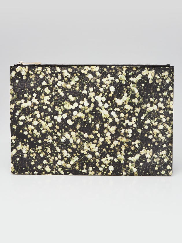 Givenchy Green/Black Floral-Print Coated Canvas Clutch Bag