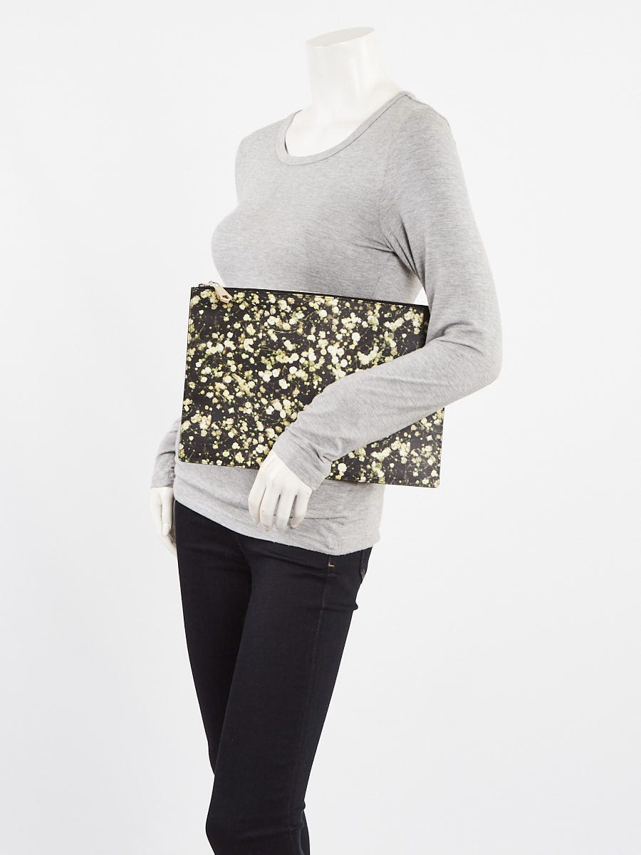 Givenchy Green/Black Floral-Print Coated Canvas Clutch Bag