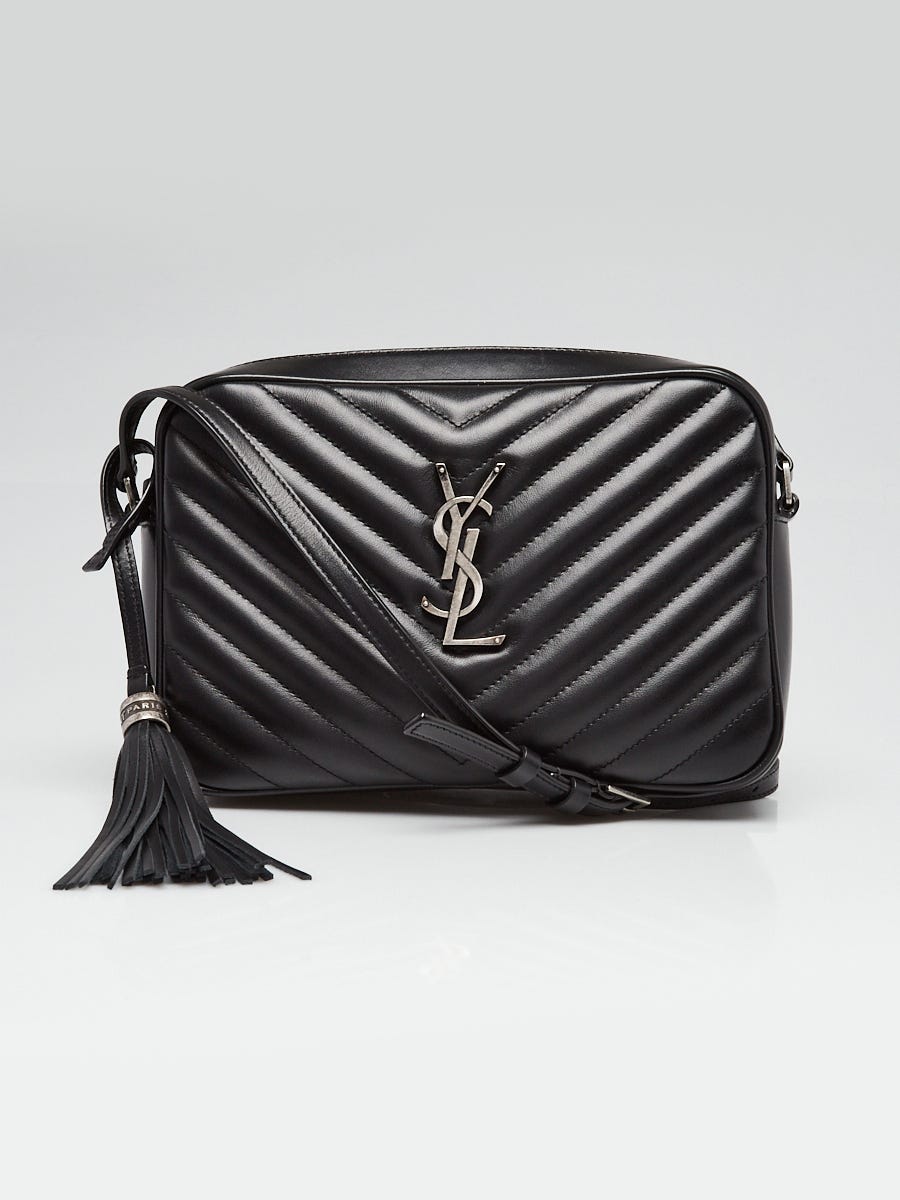 Yves Saint Laurent Black Chevron Quilted Leather Lou Camera Bag