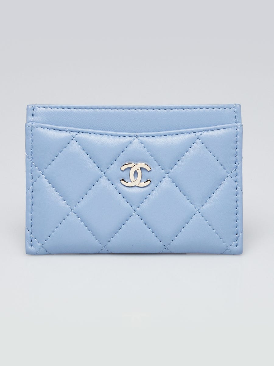 Chanel Light Blue Quilted Lambskin Leather CC Card Holder