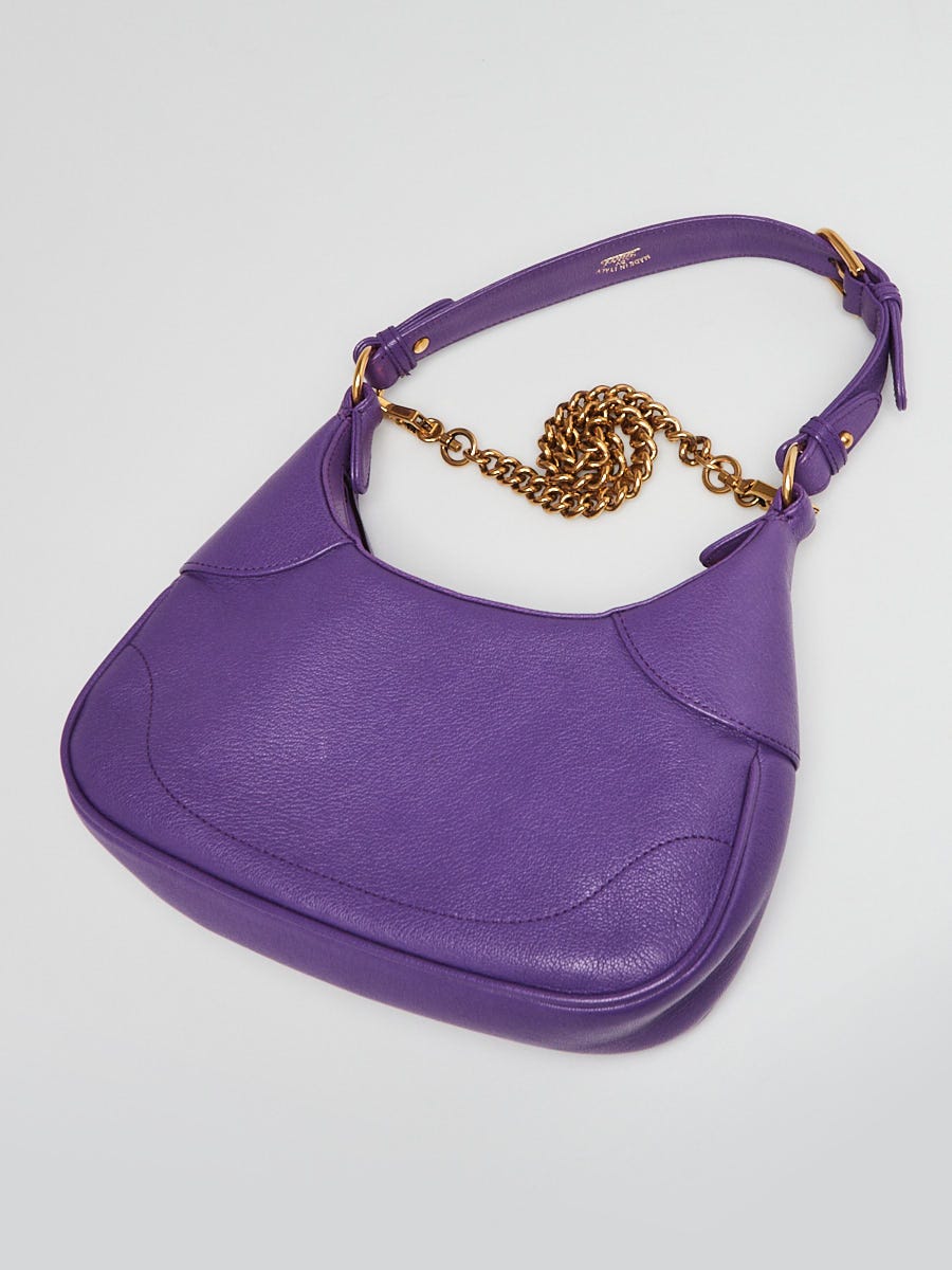 Gucci Purple Leather Double G Aphrodite Small Shoulder Bag