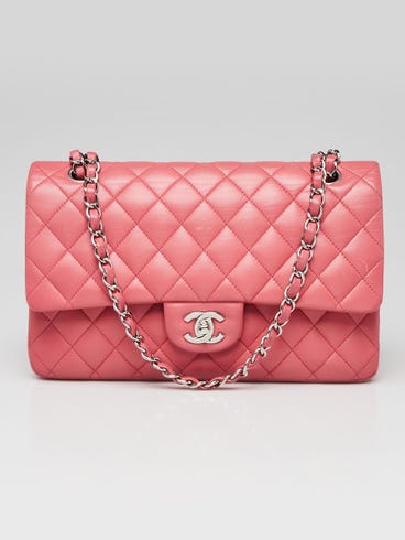 Chanel Pink Quilted Lambskin Leather Classic Medium Double Flap Bag