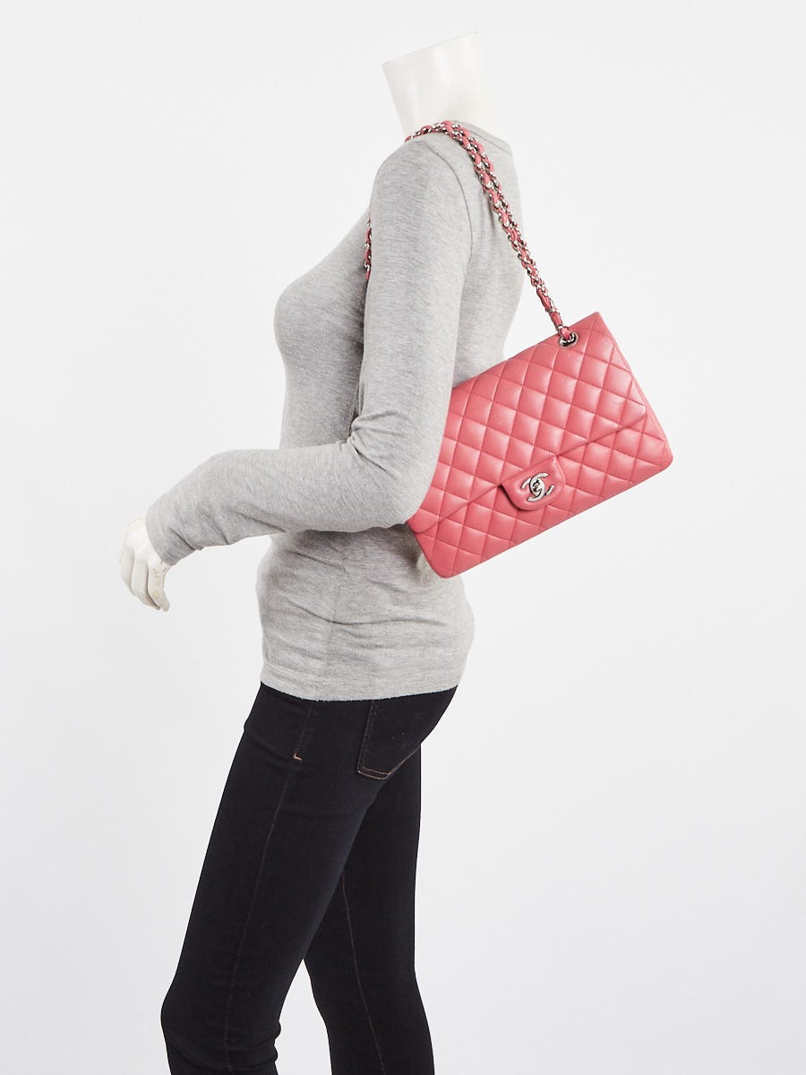 Chanel Pink Quilted Lambskin Leather Classic Medium Double Flap Bag