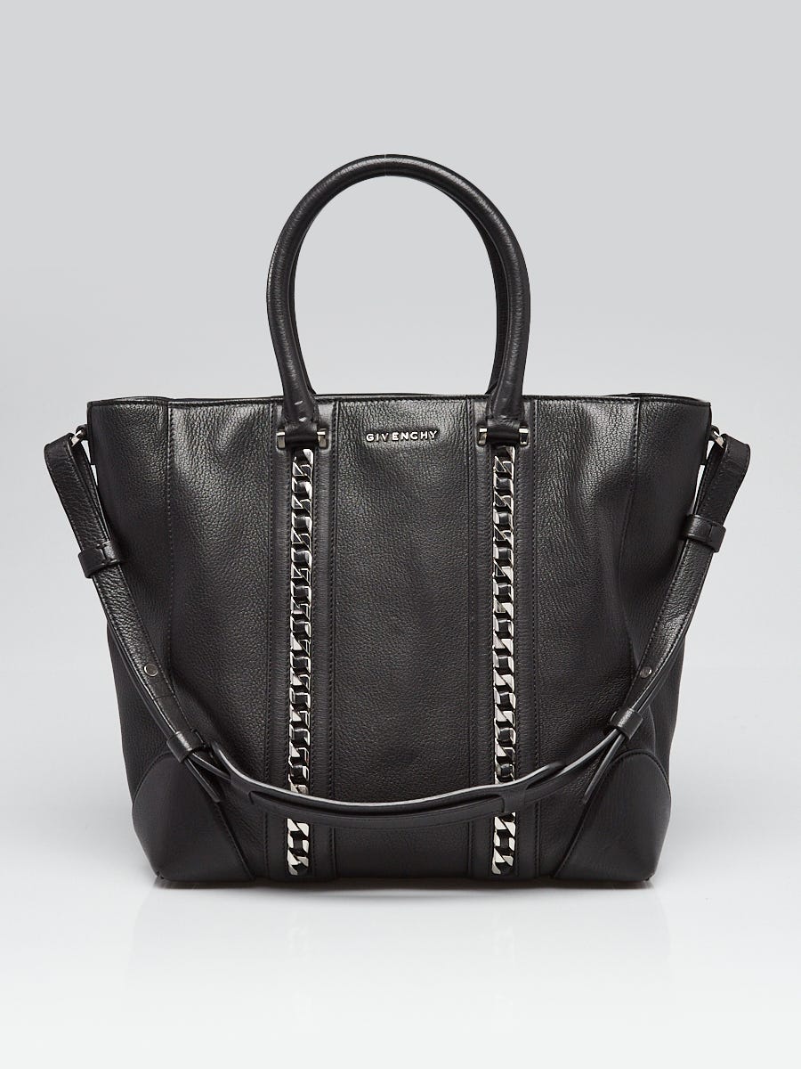 Givenchy Black Lambskin Leather Medium Lucrezia Tote Bag | Yoogi's 