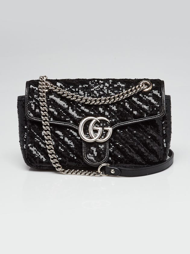Gucci Black Sequin Marmont Small Flap Bag