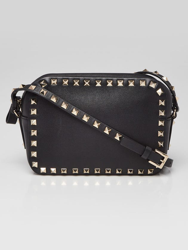 Valentino Black Smooth Leather Rockstud Camera Bag