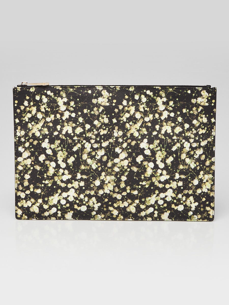 Givenchy Green/Black Floral-Print Coated Canvas Clutch Bag