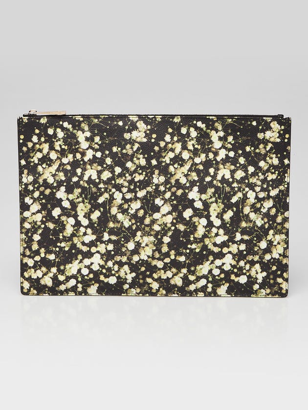 Givenchy Green/Black Floral-Print Coated Canvas Clutch Bag