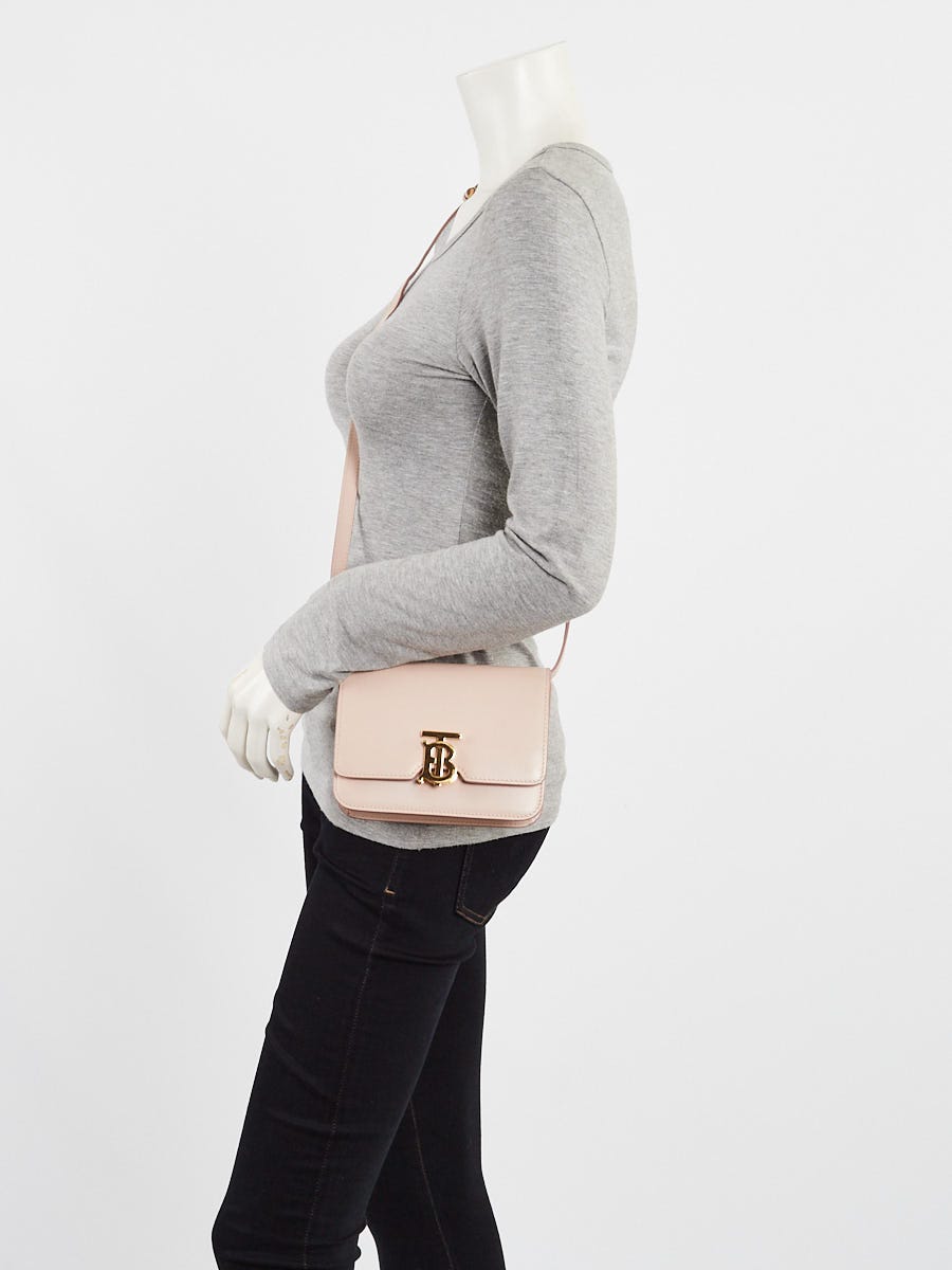 Burberry Pink Smooth Calfskin Leather TB Small Flap Bag