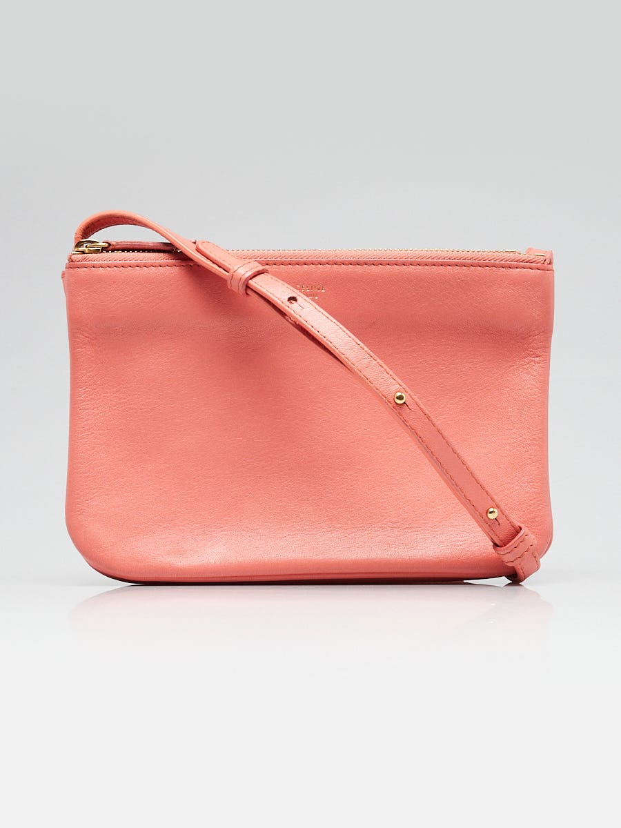 FledermausShops s Closet Celine Pink Leather Small Trio Crossbody Bag two toned Celine Madame boots