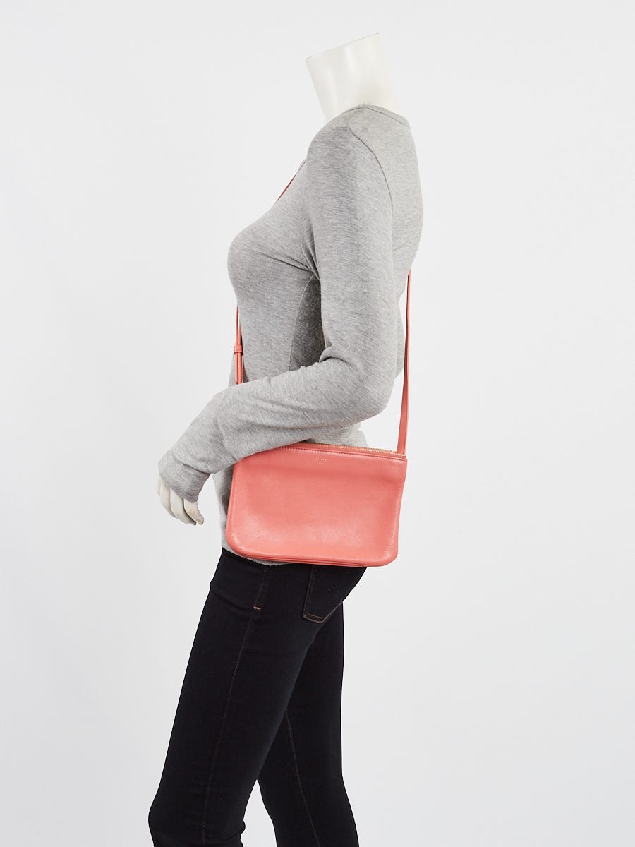 Celine Pink Leather Small Trio Crossbody Bag