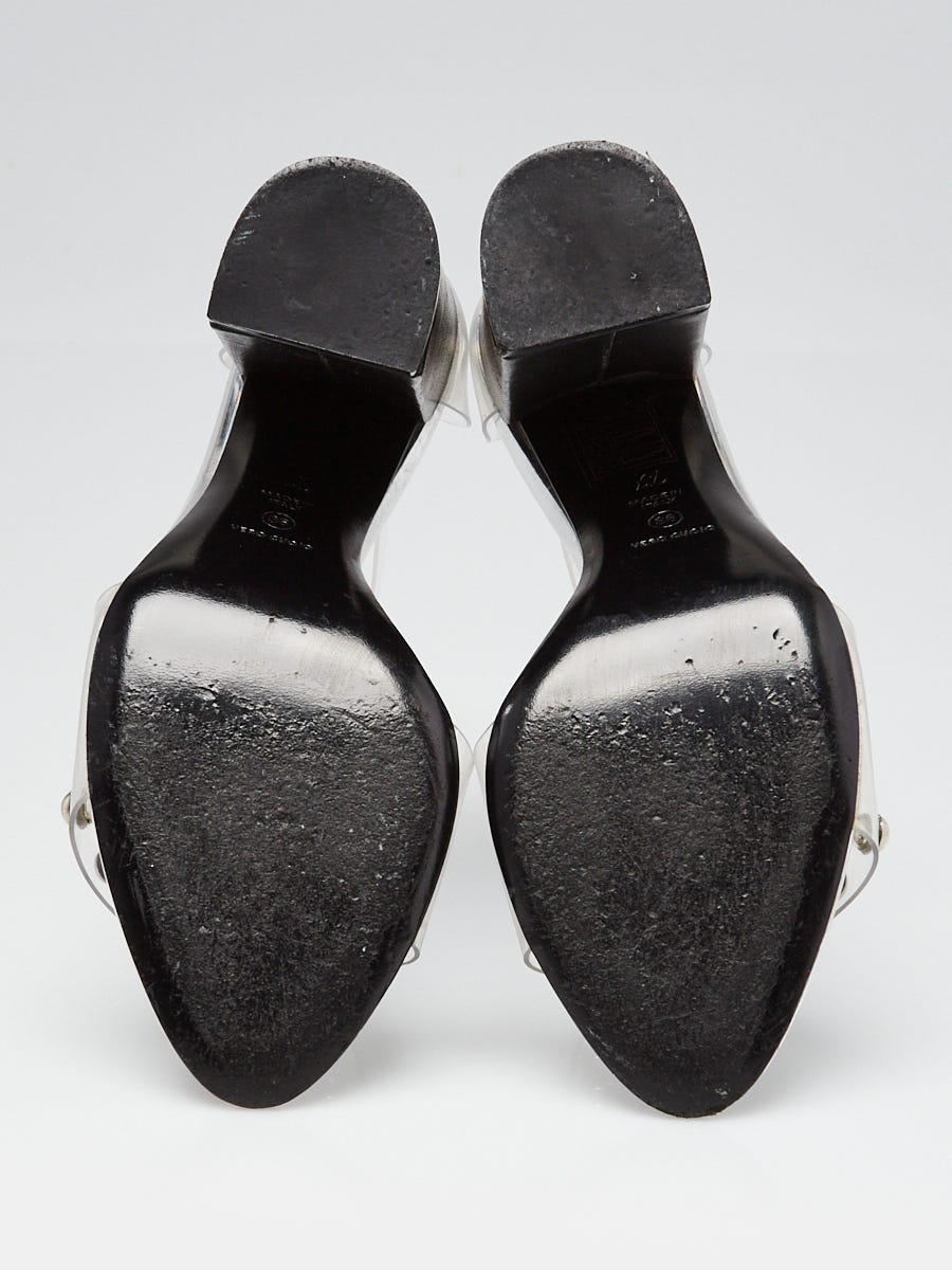 3.1 Phillip Silver Brushed Leather Studded PVC Sandals Size 5.5/36