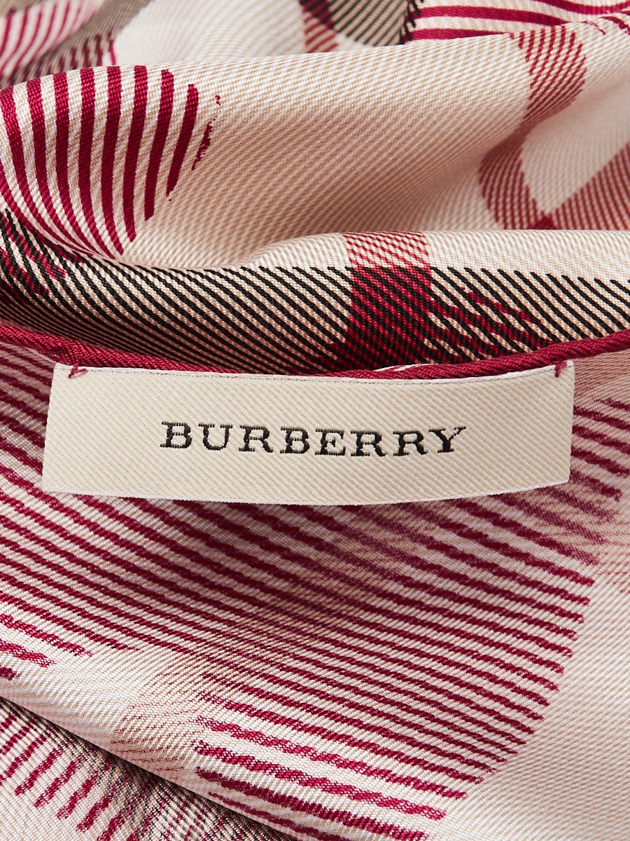 Burberry Beige Silk Nova Check Heart Square Scarf | Yoogi's