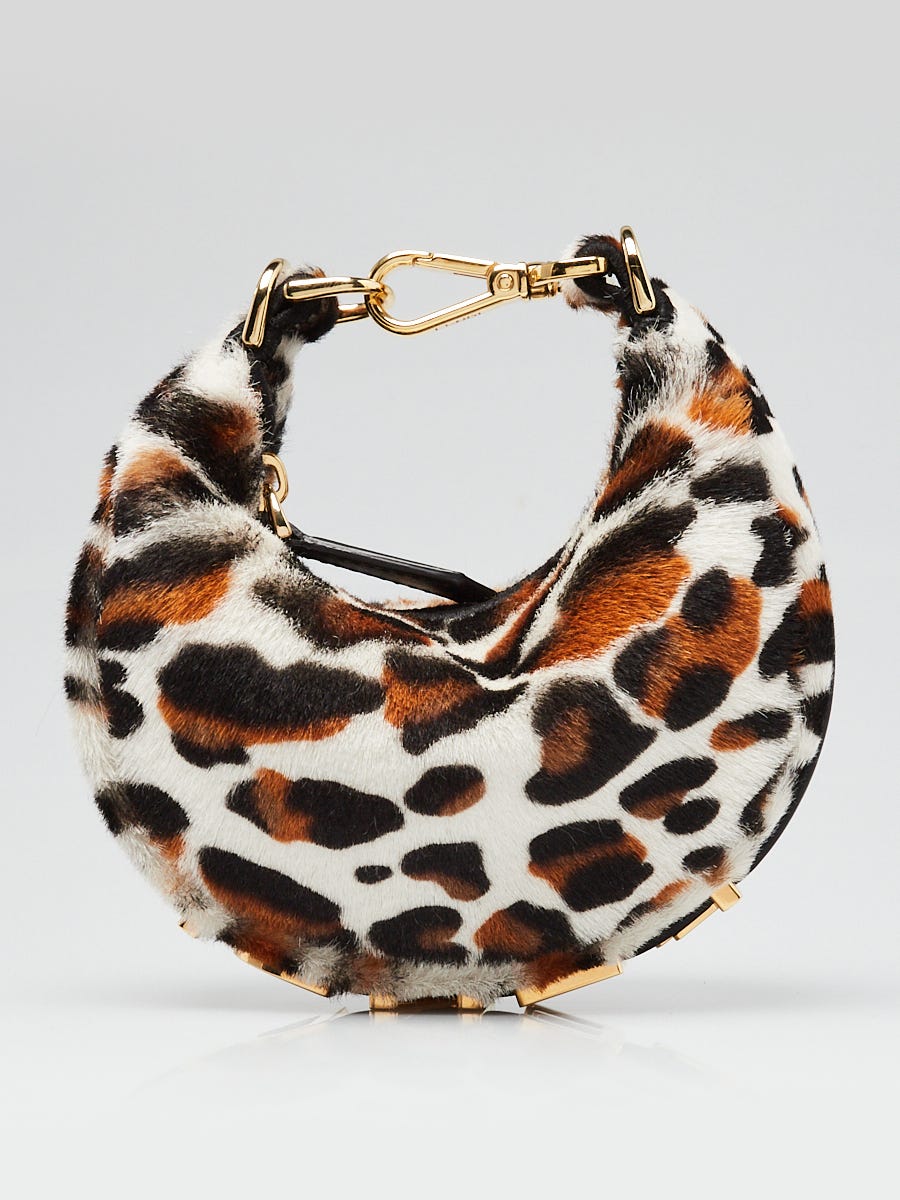 Fendi pony hair outlets animal print zip pouch