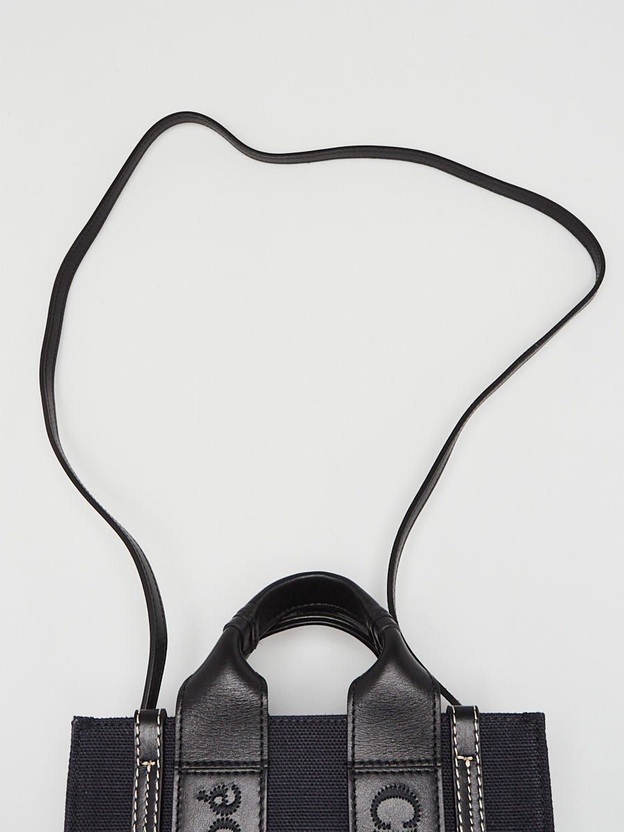 Chloe Deep Denim Blue Canvas/Leather Mini Woody Tote Bag