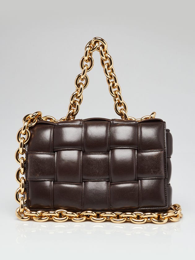 Bottega Veneta Brown Woven Leather Maxi Weave Padded Cassette Chain Bag