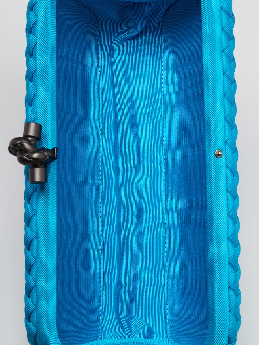 Bottega Veneta Turquoise Intrecciato Silk Moire Stretch Knot