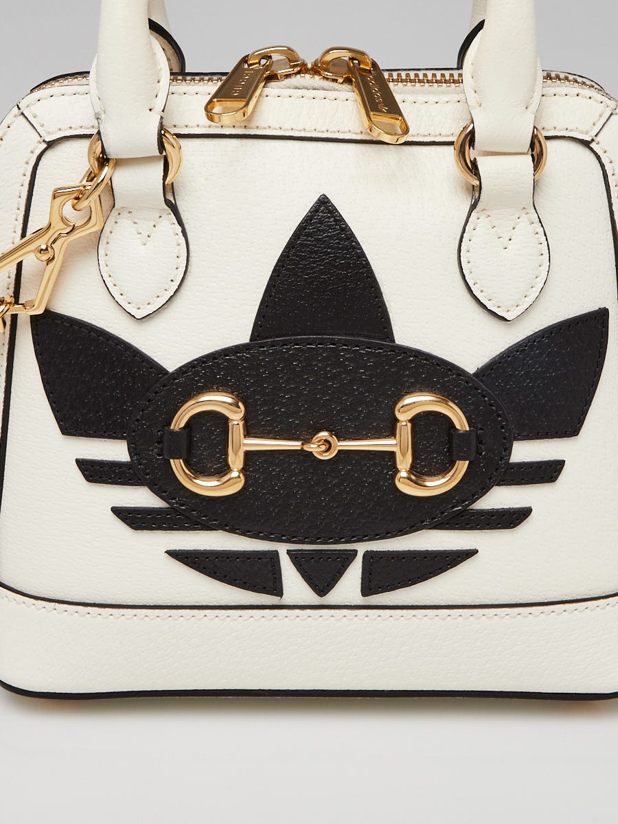 Gucci x Adidas White Leather 1955 Horsebit Small Top Handle Bag