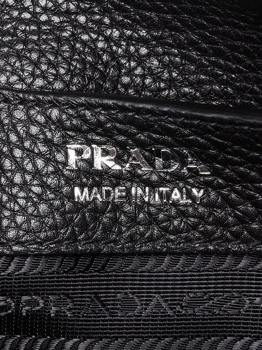 Prada Black Vitello Daino Soft Leather Double Handle Crossbody Bag