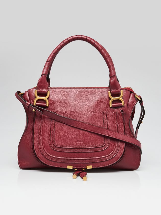 Chloe Dark Ruby Pebbled Leather Medium Marcie Crossbody Bag