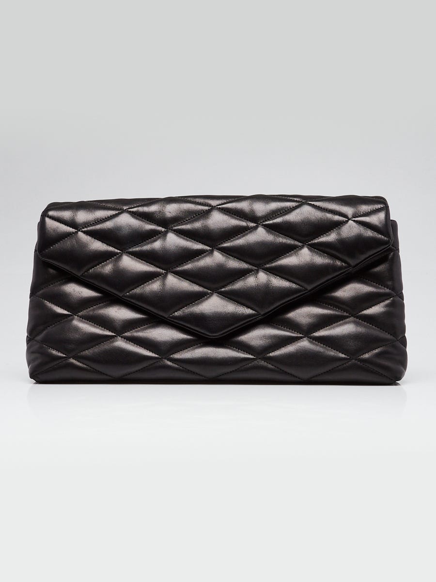 Yves Saint Laurent Black Quilted Lambskin Leather Large Sade