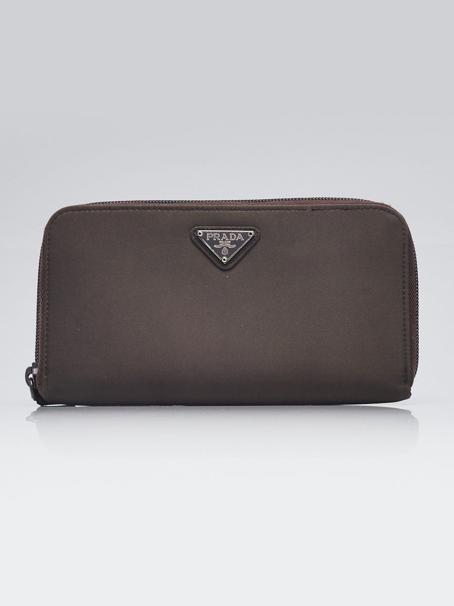 Prada Brown Tessuto Nylon Zippy Wallet Yoogi s Closet