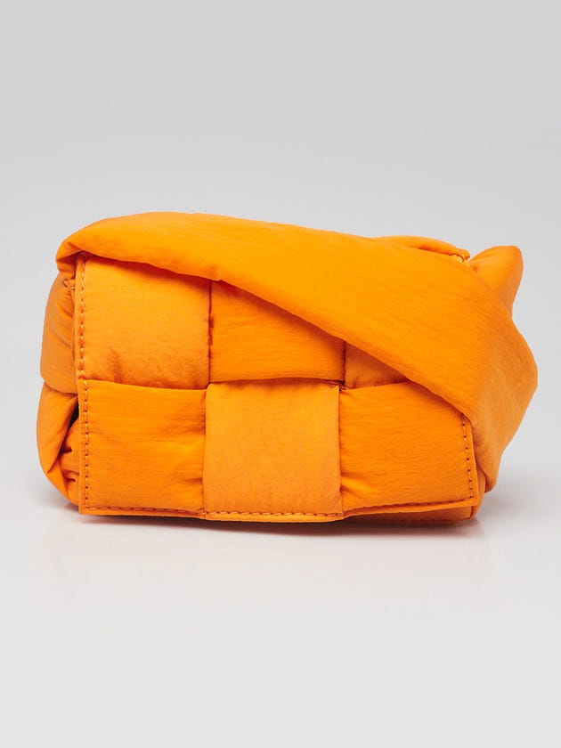 Bottega Veneta Orange Woven Padded Nylon Cassette Belt Bag
