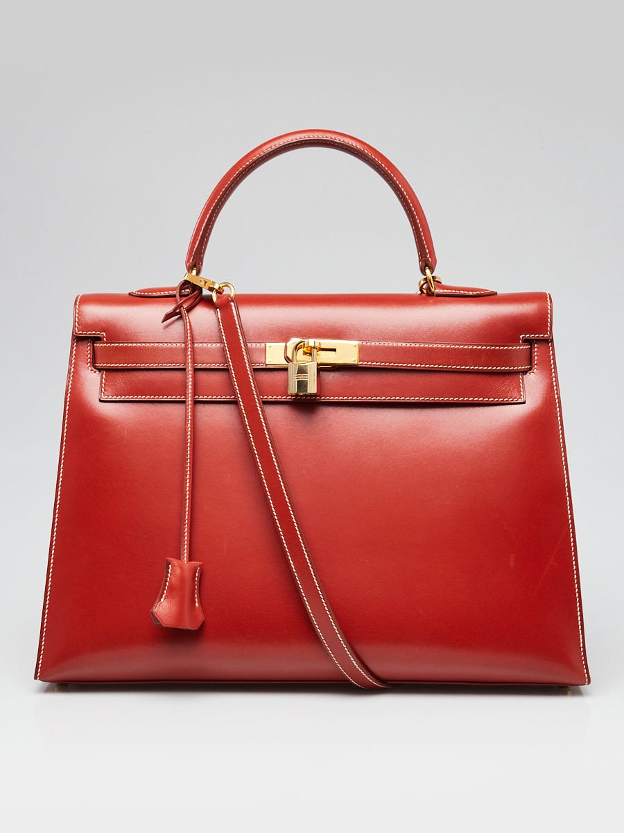 Kelly リトグラフ 1926年 パリ Hermes 35cm Brique Box Leather Gold Plated Kelly Sellier Bag